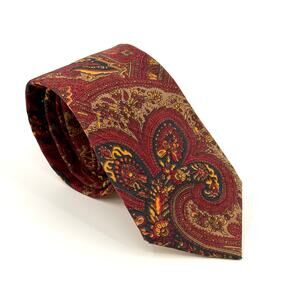 Vintage 90s Liberty of London Maroon 100% Cotton Paisley Woven Necktie